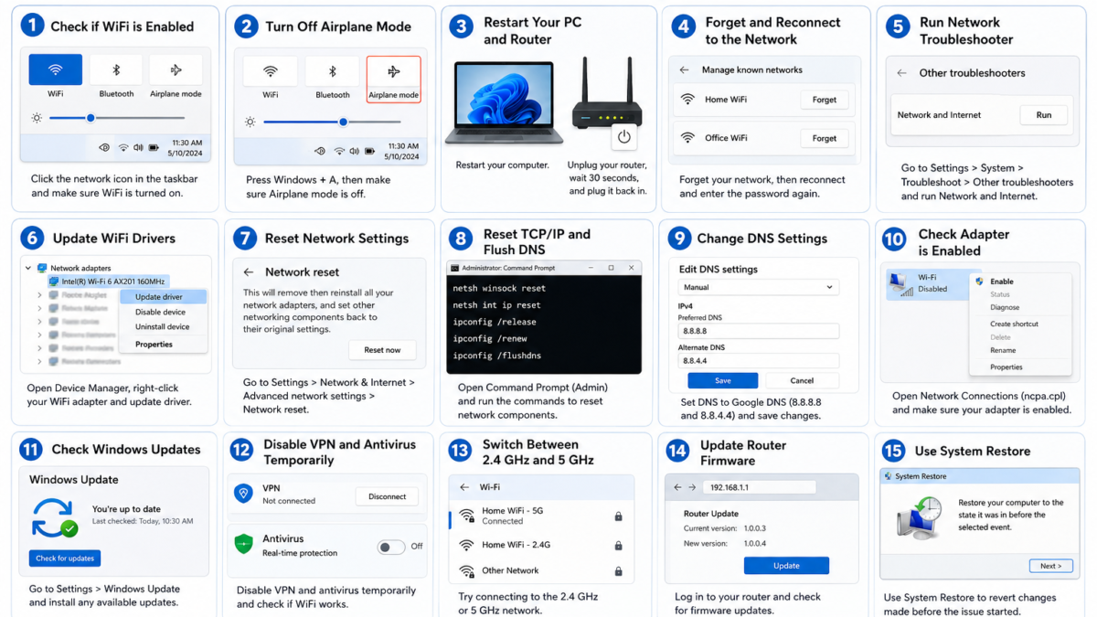 How to Fix WiFi Not Connecting on Windows 11