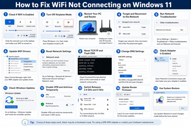 How to Fix WiFi Not Connecting on Windows 11