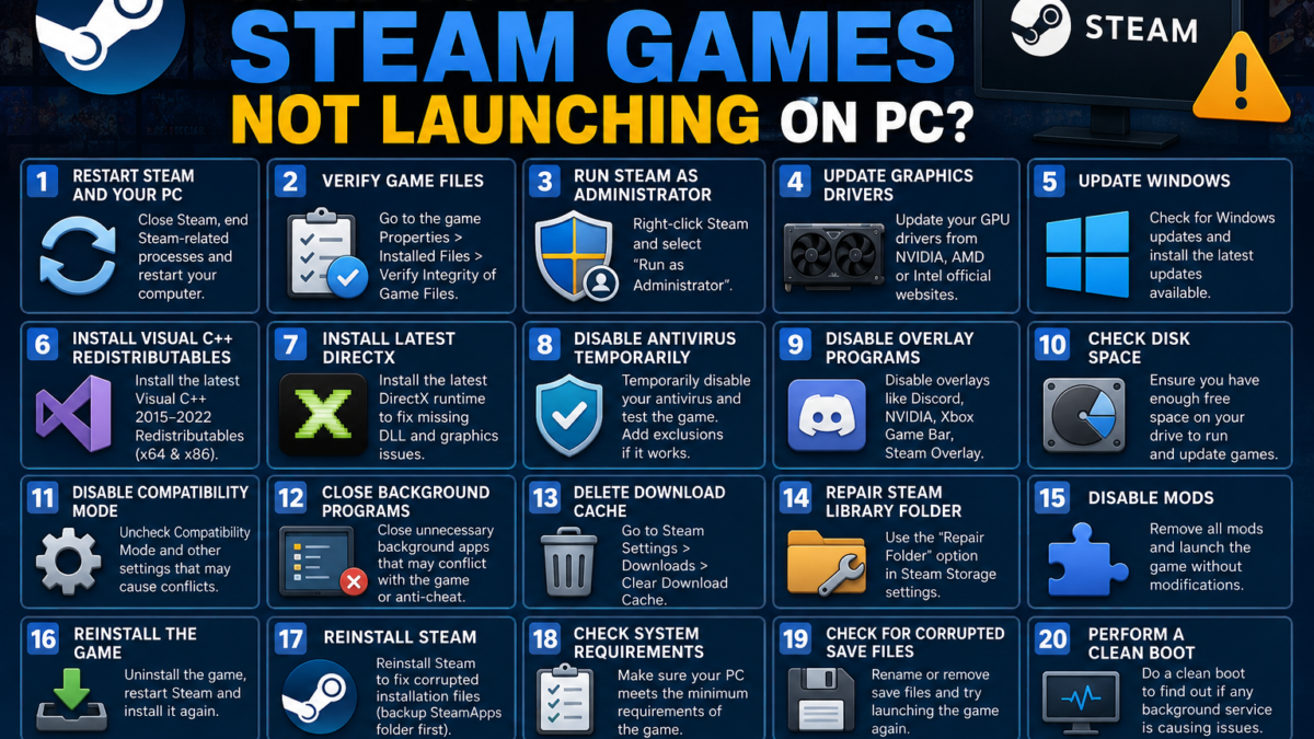 How to Fix Steam Games Not Launching on PC?