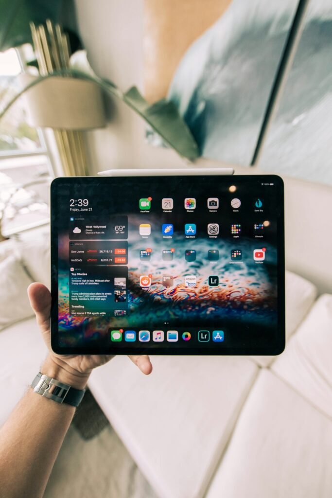 Black iPad on a table