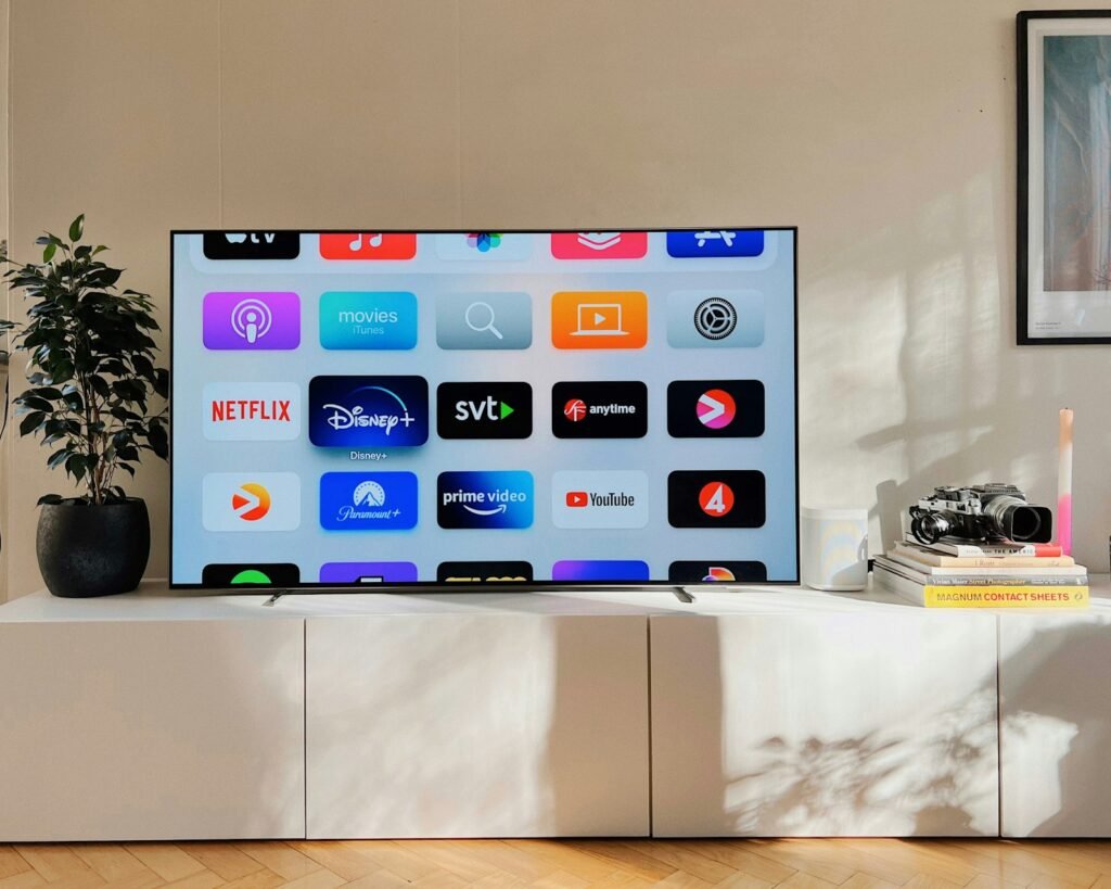 A smart TV showing streaming apps